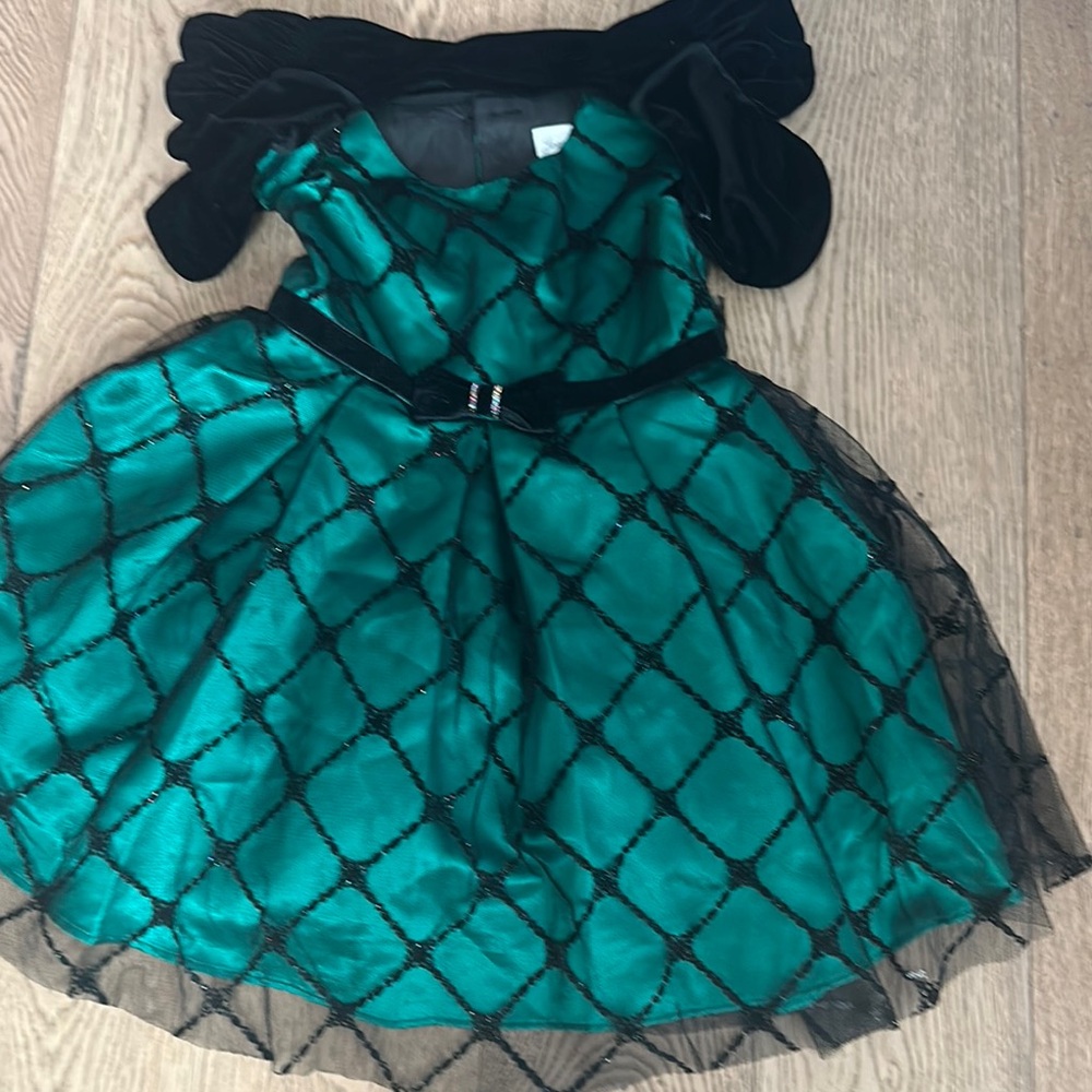 Elegant Green and Black Dress